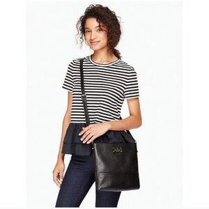 Kate Spade
 Bay Street Cora Crossbody Black Leather Pebbled Shoulder Bag